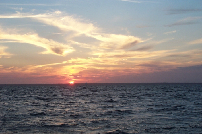 Sunset over the water
